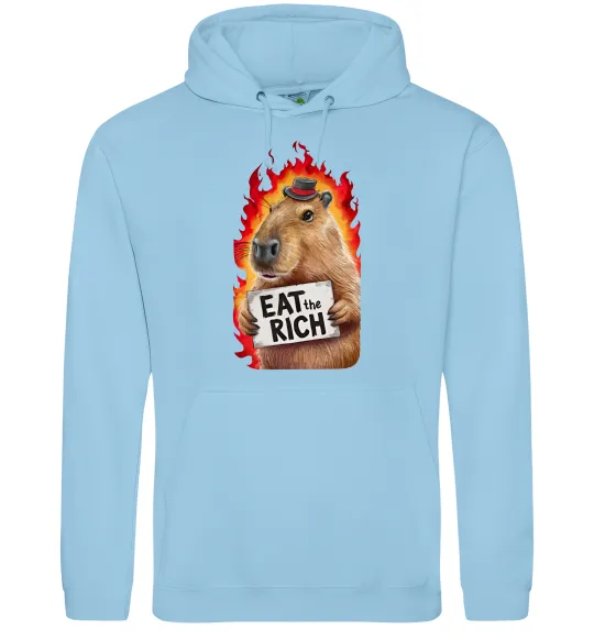 Жіноча толстовка (худі) Capybara EAT the RICH Блакитний фото