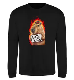 Свитшот Capybara EAT the RICH Черный фото