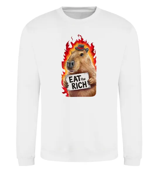 Свитшот Capybara EAT the RICH Белый фото