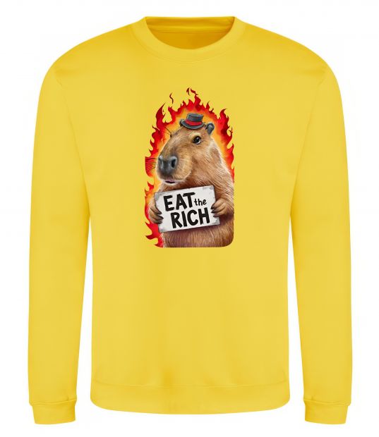 Свитшот Capybara EAT the RICH Солнечно желтый фото