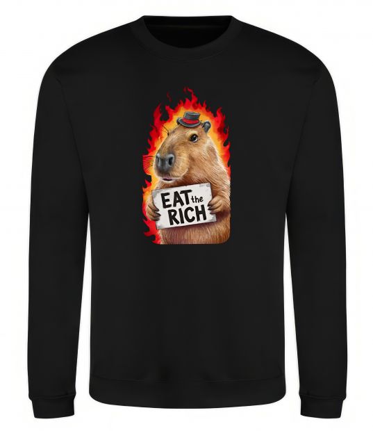 Свитшот Capybara EAT the RICH Черный фото