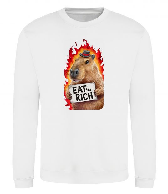 Свитшот Capybara EAT the RICH Белый фото