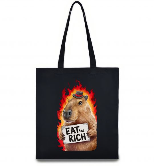 Эко-сумка Capybara EAT the RICH Черный фото