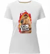 Женская премиум футболка Capybara EAT the RICH Белый фото