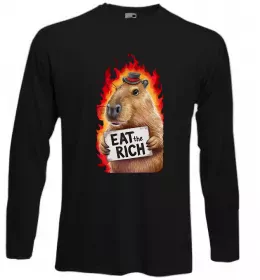 Лонгслив Capybara EAT the RICH Черный фото