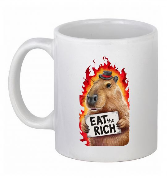 Чашка керамическая Capybara EAT the RICH Белый фото