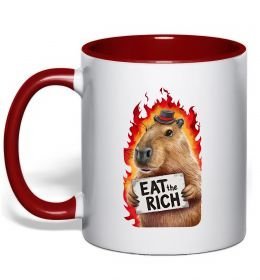 Чашка з кольоровою ручкою Capybara EAT the RICH