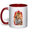 Чашка с цветной ручкой Capybara EAT the RICH Красный фото