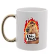 Чашка с цветной ручкой Capybara EAT the RICH Золото Чашка с цветной ручкой Capybara EAT the RICH Золото фото
