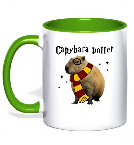 Чашка с цветной ручкой Capybara Potter Зеленый фото