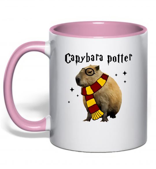 Чашка з кольоровою ручкою Capybara Potter Ніжно рожевий фото