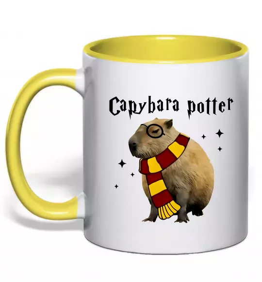 Чашка с цветной ручкой Capybara Potter Солнечно желтый фото