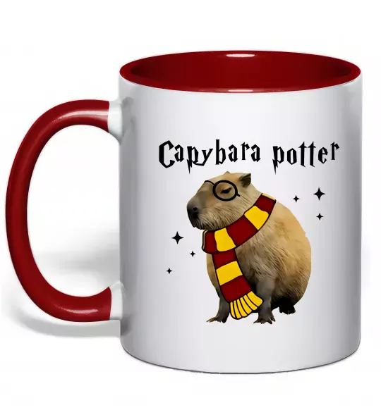 Чашка с цветной ручкой Capybara Potter Красный фото