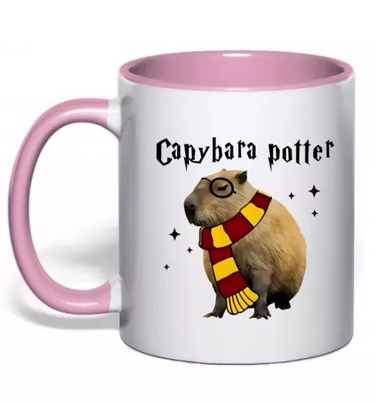 Чашка с цветной ручкой Capybara Potter Нежно розовый фото