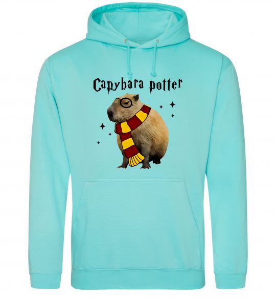 Женская толстовка (худи) Capybara Potter Мятный фото