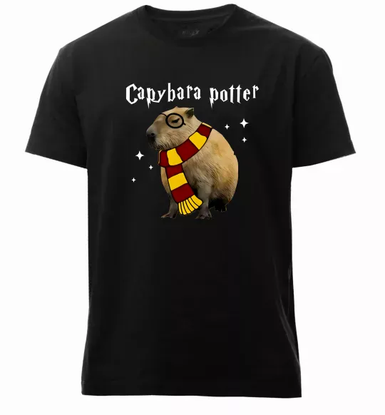 Чоловіча преміум футболка Capybara Potter Чорний фото