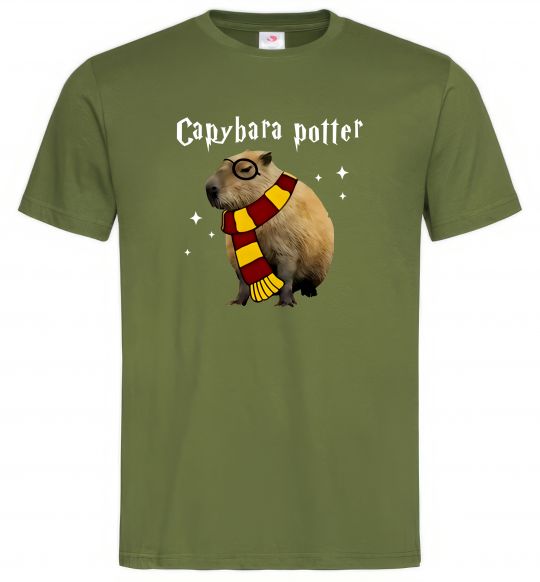 Мужская футболка Capybara Potter Оливковый фото