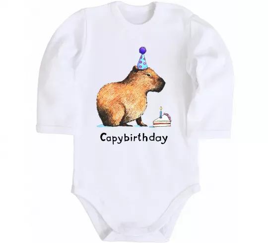 Дитячий бодік Capybirthday Білий фото
