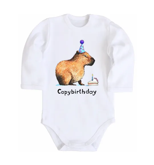 Детский боди Capybirthday Белый фото