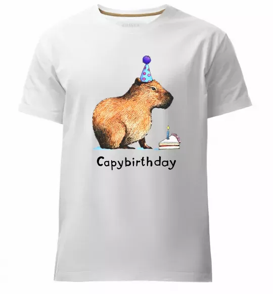 Чоловіча преміум футболка Capybirthday Білий фото