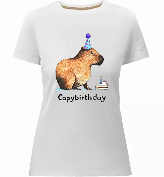Жіноча преміум футболка Capybirthday Білий фото