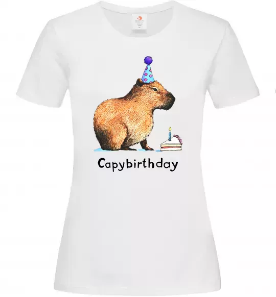 Жіноча футболка Capybirthday Білий фото