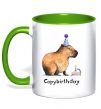 Чашка з кольоровою ручкою Capybirthday Зелений фото