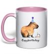 Чашка з кольоровою ручкою Capybirthday Ніжно рожевий фото