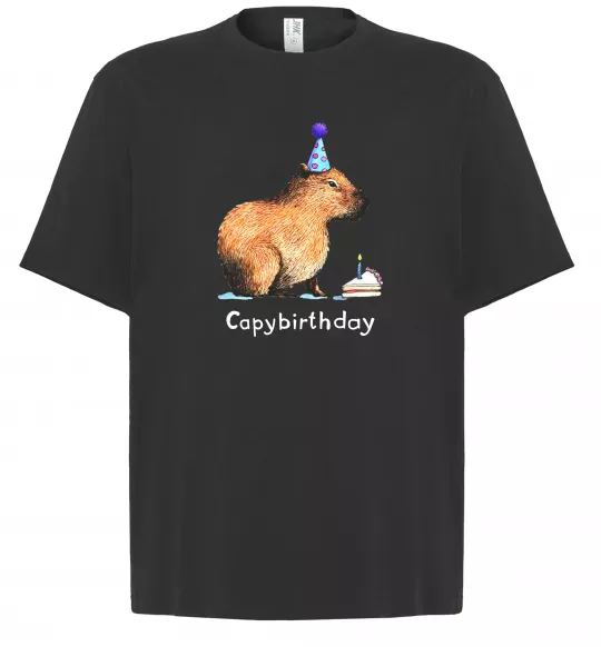 Футболка Оверсайз Capybirthday Черный фото