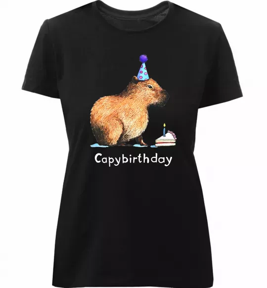 Жіноча преміум футболка Capybirthday Чорний фото
