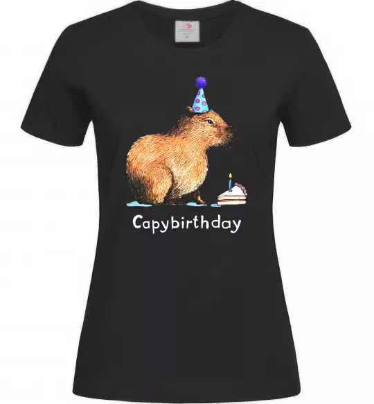 Жіноча футболка Capybirthday Чорний фото