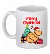 Чашка керамическая Merry Christmas Capybara Белый фото