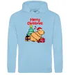 Чоловіча толстовка (худі) Merry Christmas Capybara Блакитний фото