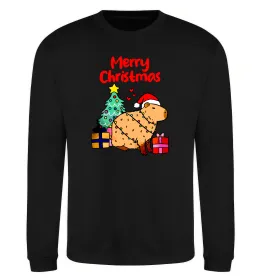 Свитшот Merry Christmas Capybara Черный фото