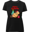 Женская премиум футболка Merry Christmas Capybara Черный фото