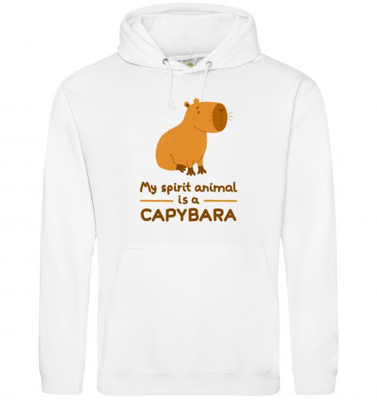 Мужская толстовка (худи) My spirit animal is a CAPYBARA Белый фото