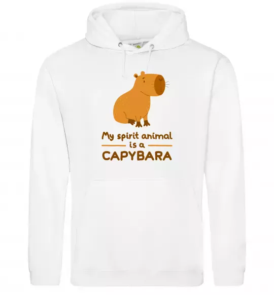 Чоловіча толстовка (худі) My spirit animal is a CAPYBARA Білий фото