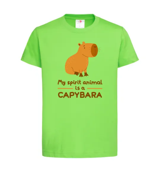 Детская футболка My spirit animal is a CAPYBARA Лаймовый фото