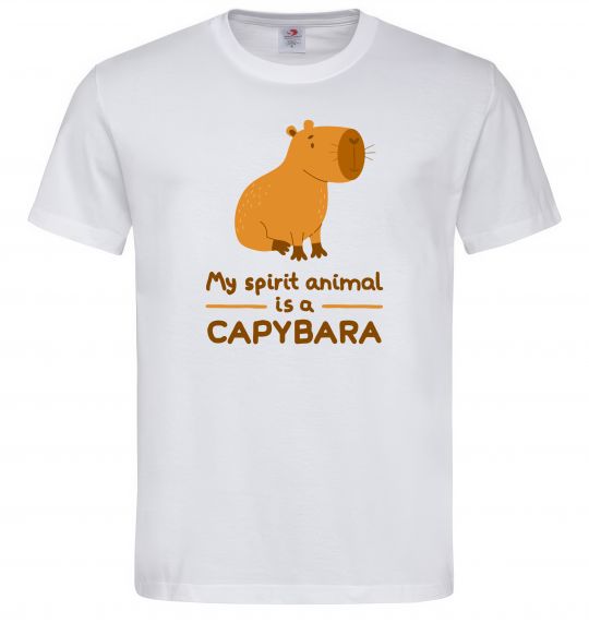 Мужская футболка My spirit animal is a CAPYBARA Белый фото