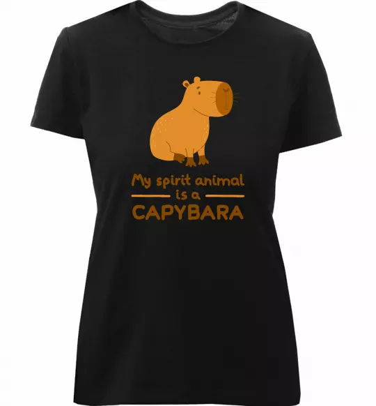 Женская премиум футболка My spirit animal is a CAPYBARA Черный фото