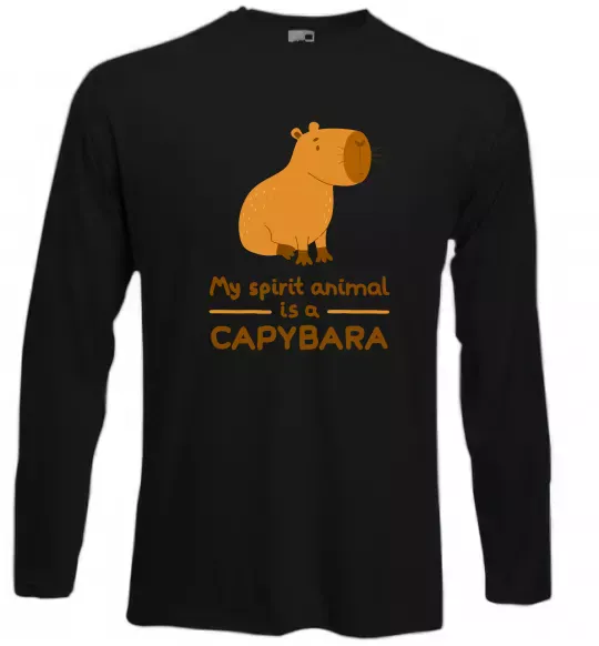 Лонгслив My spirit animal is a CAPYBARA Черный фото