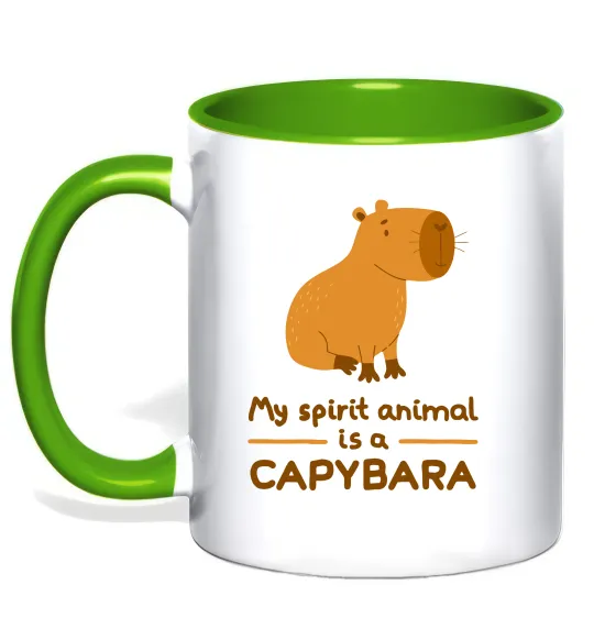 Чашка с цветной ручкой My spirit animal is a CAPYBARA Лаймовый фото
