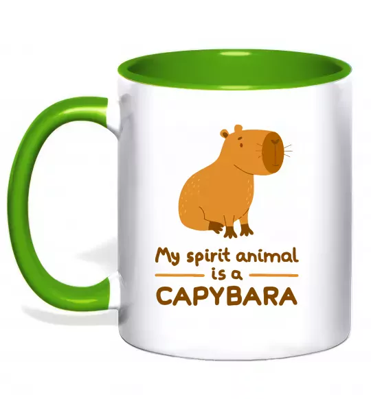 Чашка з кольоровою ручкою My spirit animal is a CAPYBARA Зелений фото