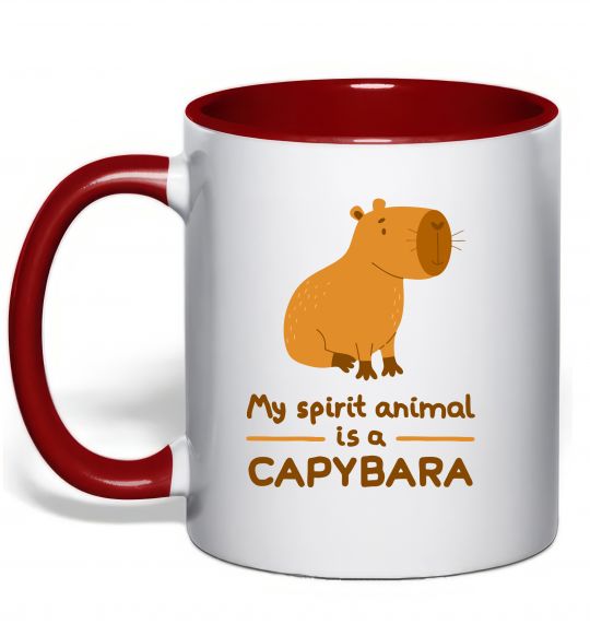 Чашка с цветной ручкой My spirit animal is a CAPYBARA Красный фото