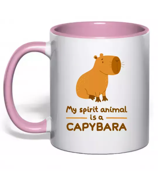 Чашка з кольоровою ручкою My spirit animal is a CAPYBARA Ніжно рожевий фото