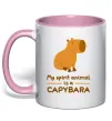 Чашка з кольоровою ручкою My spirit animal is a CAPYBARA Ніжно рожевий фото