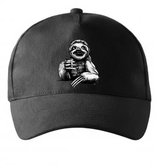 Кепка Лінивець з кавою Чорний фото