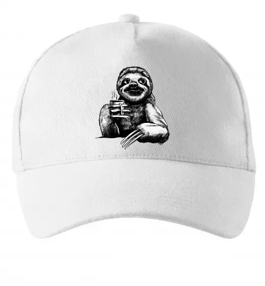 Кепка Лінивець з кавою Білий фото