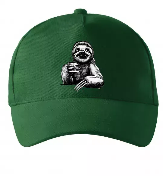 Кепка Лінивець з кавою Темно-зелений фото