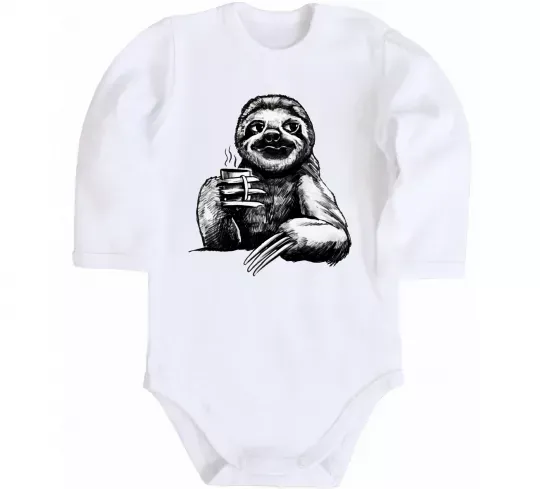 Детский боди Лінивець з кавою Белый фото